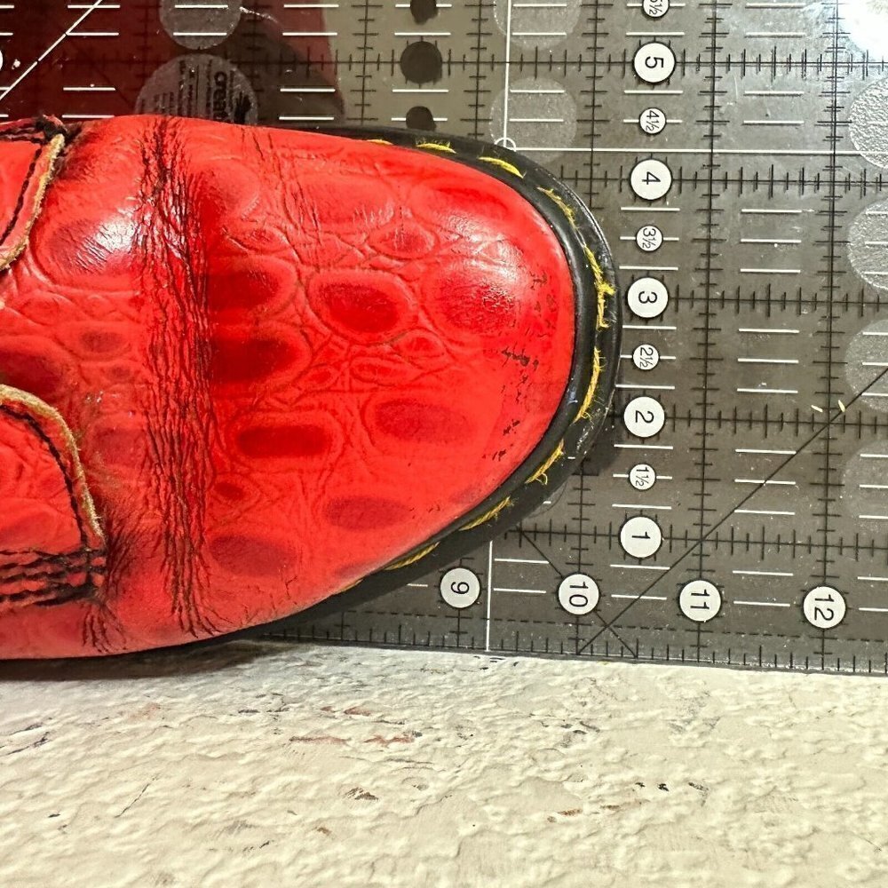 Dr Martens Women Size 5 Croco Red Snake Patent Leather 8 Eye Combat Boot - Picture 13 of 13